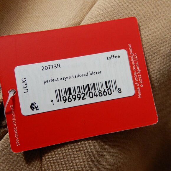 SPANX Perfect Asymmetrical Tailored BLAZER Size L Toffee Stretch Ponte NEW $228 - Picture 11 of 11